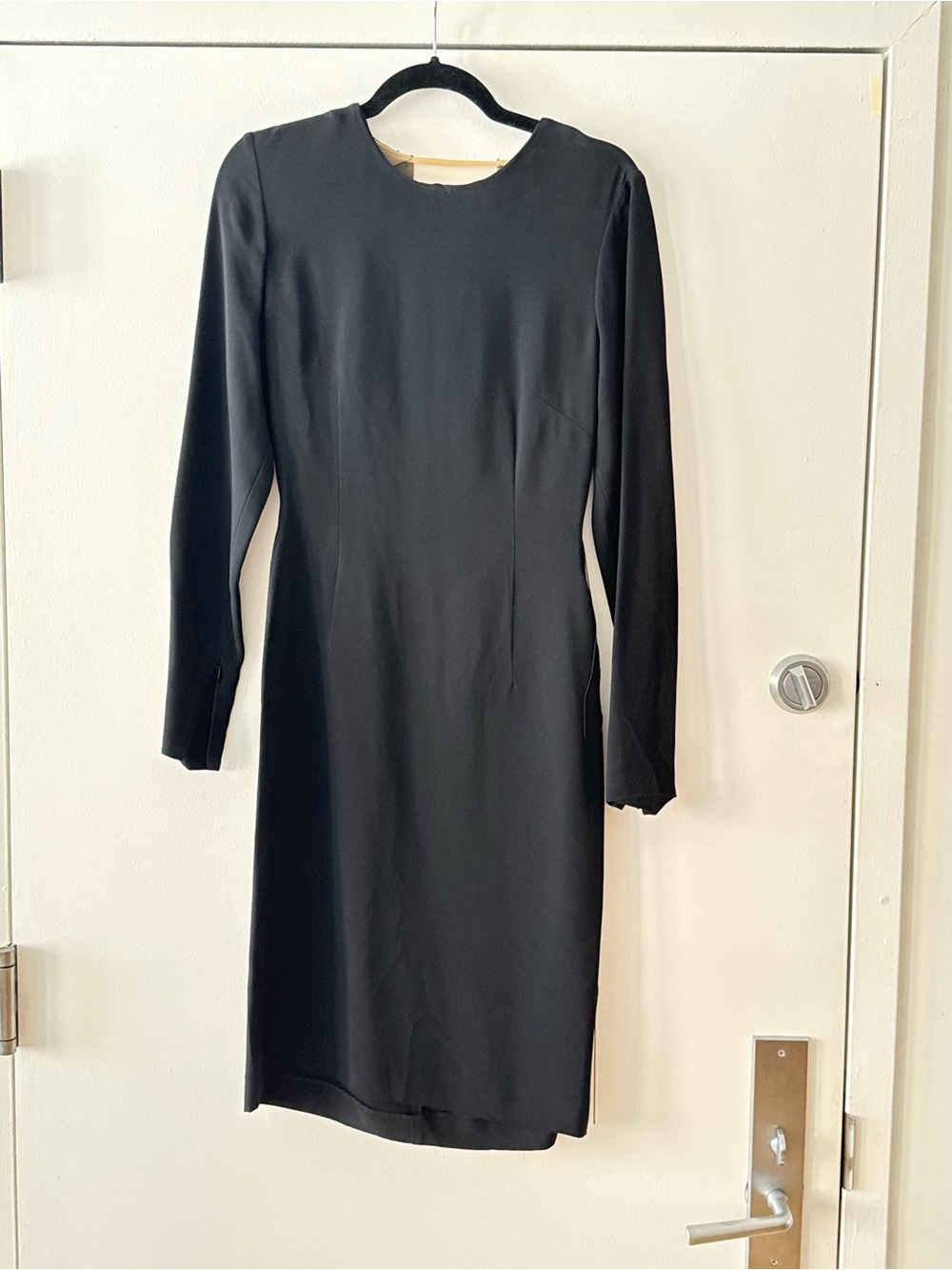 Stella McCartney NWT Black Long Sleeve Sheath Dress with Fringe Back Detail